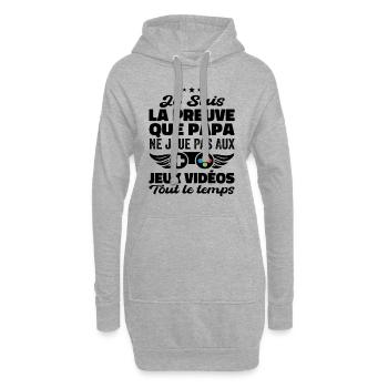 La Preuve Que Papa Ne Joue Pas Aux Jeux Vidéos - Sweat-shirt à capuche long Femme - gris chiné - Devant