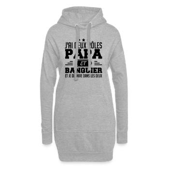 Papa Et Banquier | Cadeau Papa Banquier - Sweat-shirt à capuche long Femme - gris chiné - Devant