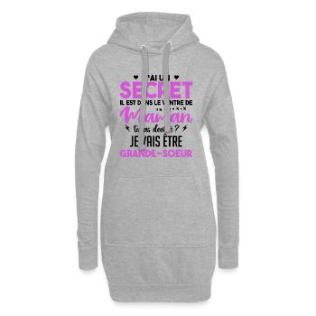 J'ai Un Secret Je Vais Être Grande Soeur - Sweat-shirt à capuche long Femme - gris chiné - Devant