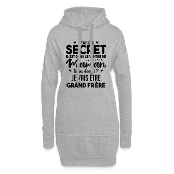 J'ai Un Secret | Je Vais être Grand-frère - Sweat-shirt à capuche long Femme - gris chiné - Devant