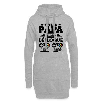 Niveau Papa Débloqué Futur Père 2023 Papa Cadeau - Sweat-shirt à capuche long Femme - gris chiné - Devant