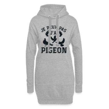 Je peux pas j'ai Pigeon - Sweat-shirt à capuche long Femme - gris chiné - Devant