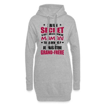 Secret Cadeau Annonce Grossesse Grand-Frère - Sweat-shirt à capuche long Femme - gris chiné - Devant