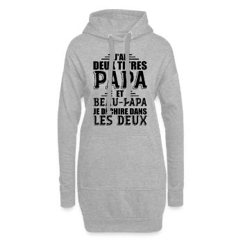J'ai Deux Titres Papa et Beau Papa Cadeau - Sweat-shirt à capuche long Femme - gris chiné - Devant