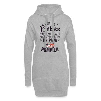 Bébés égaux meilleurs ont un papa pompier - Sweat-shirt à capuche long Femme - gris chiné - Devant