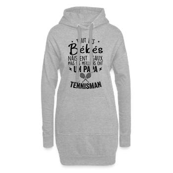 Bébés égaux Meilleurs Ont Un Papa Tennisman - Sweat-shirt à capuche long Femme - gris chiné - Devant