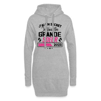 Je Vais être Grande Soeur 2023 Cadeau Grande Soeur - Sweat-shirt à capuche long Femme - gris chiné - Devant