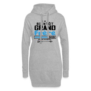 Bientôt Grand Frère 2025 - Futur grand-frère - Sweat-shirt à capuche long Femme - gris chiné - Devant