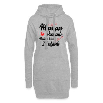 Maman parfaite validé par 2 enfants - Sweat-shirt à capuche long Femme - gris chiné - Devant