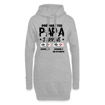 Prépare Toi Papa J'arrive Annonce Grossesse Papa - Sweat-shirt à capuche long Femme - gris chiné - Devant