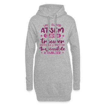 Une Super ATSEM Dure A Trouver Difficile A Quitter - Sweat-shirt à capuche long Femme - gris chiné - Devant