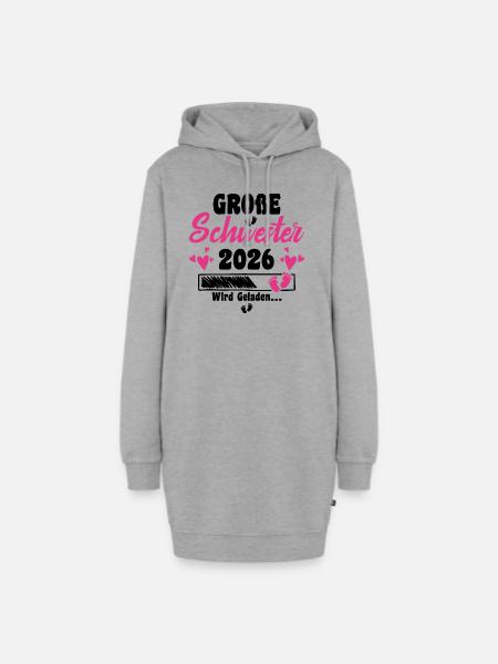 Kinder Ich werde Große Schwester 2026 Verkündung - Hoodie-Kleid - Grau meliert