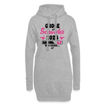 Kinder Ich werde Große Schwester 2024 Verkündung - Hoodie-Kleid - Grau meliert - Vorne