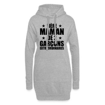Fière Maman de 2 Garçons Extraordinaire - Cadeau - Sweat-shirt à capuche long Femme - gris chiné - Devant