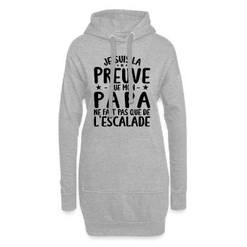 Preuve Que Papa Ne Fait Pas Que De L'escalade - Sweat-shirt à capuche long Femme - gris chiné - Devant