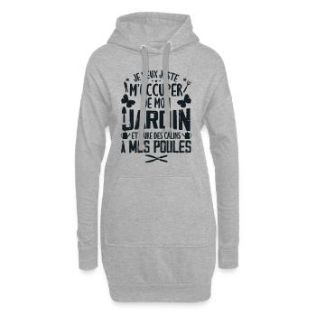 Papy Poule - Jardinage et Poules Cadeaux - Sweat-shirt à capuche long Femme - gris chiné - Devant
