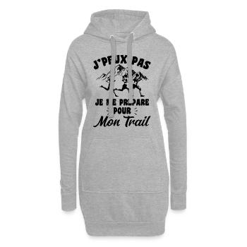 Je Peux Pas Je Me Prépare Pour Mon Trail - Sweat-shirt à capuche long Femme - gris chiné - Devant