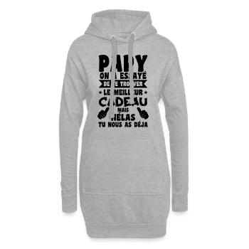 Cadeau Grand Père Papy Personnalisé Anniversaire - Sweat-shirt à capuche long Femme - gris chiné - Devant