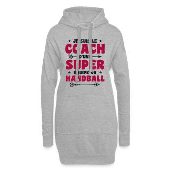 Je Suis Le Coach D'une Super Équipe De Handball - Sweat-shirt à capuche long Femme - gris chiné - Devant