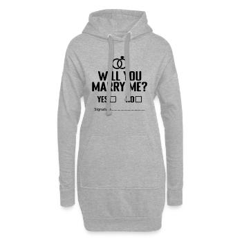 Willst du mich heiraten? :Heiratsantrag - Hoodie-Kleid - Grau meliert - Vorne