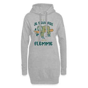 Je Peux Pas J'ai La Flemme Cadeau Drôle - Sweat-shirt à capuche long Femme - gris chiné - Devant