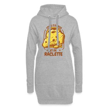 Vivre D'amour Et De Raclette Cadeau Humour Fromage - Sweat-shirt à capuche long Femme - gris chiné - Devant