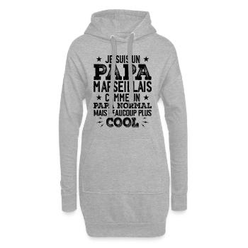 Papa Marseillais Humour - Cadeau Anniversaire Papa - Sweat-shirt à capuche long Femme - gris chiné - Devant