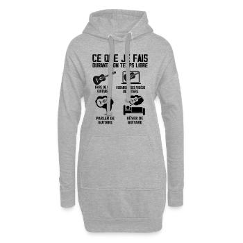 Ce que je fais durant mon temps libre Guitare - Sweat-shirt à capuche long Femme - gris chiné - Devant