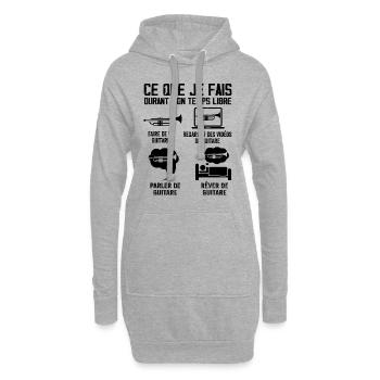 Ce que je fais durant mon temps libre saxophone - Sweat-shirt à capuche long Femme - gris chiné - Devant