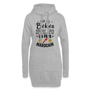 Bébés égaux Meilleurs Ont Un Papa Marocain - Sweat-shirt à capuche long Femme - gris chiné - Devant