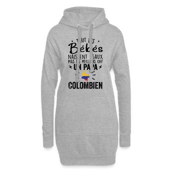Bébés égaux meilleurs ont un papa Colombien - Sweat-shirt à capuche long Femme - gris chiné - Devant