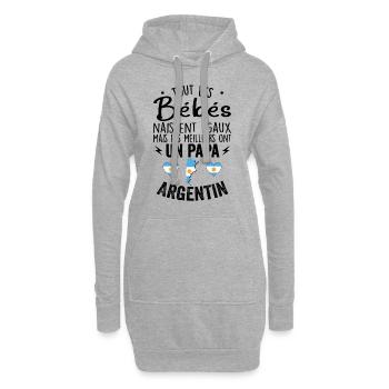 Bébés égaux meilleurs ont un papa Argentin - Sweat-shirt à capuche long Femme - gris chiné - Devant