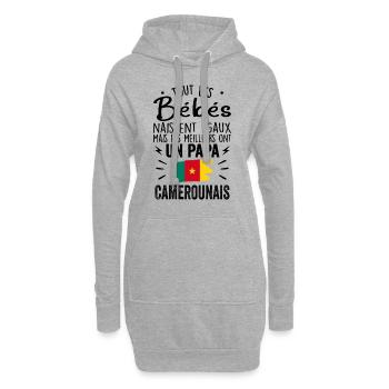 Bébés égaux meilleurs ont un papa Camerounais - Sweat-shirt à capuche long Femme - gris chiné - Devant