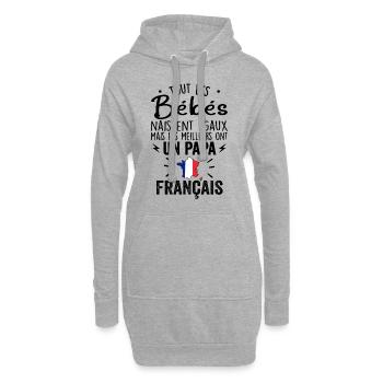 Bébés égaux meilleurs ont un papa Francais - Sweat-shirt à capuche long Femme - gris chiné - Devant