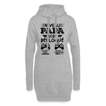 Niveau Papa Débloqué Futur Père 2024 Papa Cadeau - Sweat-shirt à capuche long Femme - gris chiné - Devant