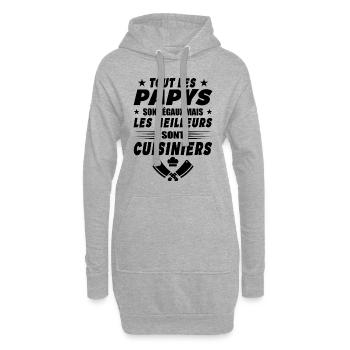 Les Papys Sont égaux Les Meilleurs Sont Cuisiniers - Sweat-shirt à capuche long Femme - gris chiné - Devant
