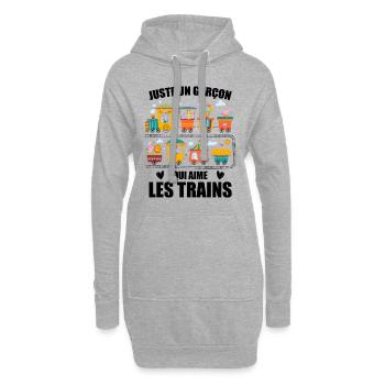 Juste Un Garçon Qui Aime Les Trains - Sweat-shirt à capuche long Femme - gris chiné - Devant