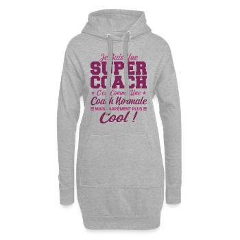 Une Super Coach Idée Femme Cadeau Humour - Sweat-shirt à capuche long Femme - gris chiné - Devant