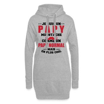 Un papy moustache comme un papy normal - Sweat-shirt à capuche long Femme - gris chiné - Devant