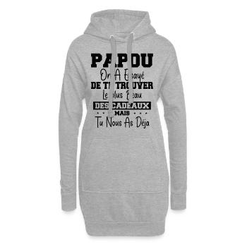 Papou Cadeau Humour Papa Fête des Pères - Sweat-shirt à capuche long Femme - gris chiné - Devant