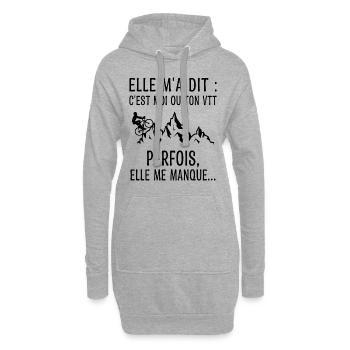 VTT Humoristique Humour - Sweat-shirt à capuche long Femme - gris chiné - Devant