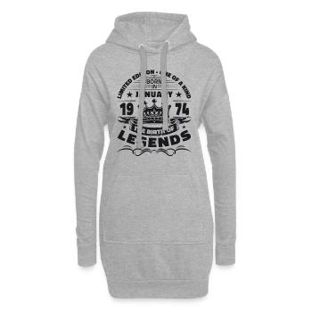 50e anniversaire Janvier Millésime Légendaire depuis 1974 - Sweat-shirt à capuche long Femme - gris chiné - Devant
