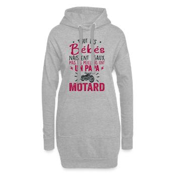 Babys haben am besten einen Biker-Papa - Hoodie-Kleid - Grau meliert - Vorne