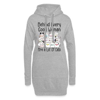 Behind Every Good Woman Are A Lot Of Cats - Sweat-shirt à capuche long Femme - gris chiné - Devant