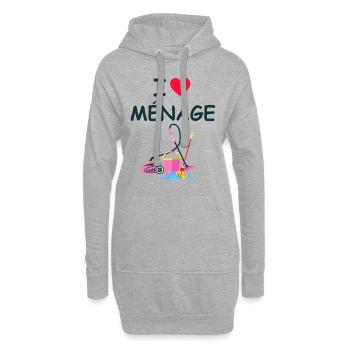 Humour Faire Le Ménage - Sweat-shirt à capuche long Femme - gris chiné - Devant