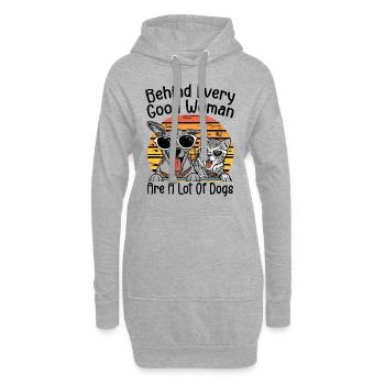 Hinter jeder guten Frau stehen viele Hunde - Hoodie-Kleid - Grau meliert - Vorne