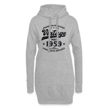 Millésime Mai 1959 Cru 1959 Anniversaire 1959 - Sweat-shirt à capuche long Femme - gris chiné - Devant