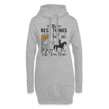 Die besten Dinge im Leben bringen Ihr Haar durcheinander - Hoodie-Kleid - Grau meliert - Vorne