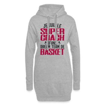 Ich bin der Supertrainer eines Basketball-Dreamteams - Hoodie-Kleid - Grau meliert - Vorne