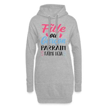 Fille ou Garçon Parrain T'aime Déjà - Sweat-shirt à capuche long Femme - gris chiné - Devant